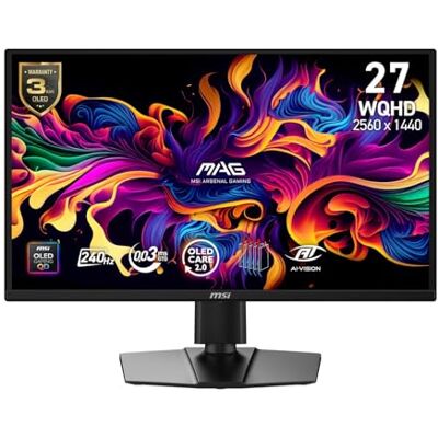 MSI MAG 272QP QD-OLED X24 26,5" WQHD spelskärm QD-OLED-panel, 2560 x 1440, 240 Hz, 0,03 ms, VESA-kompatibel, HDMI, DisplayPort, USB-C, Adaptive-Sync MSI MAG 272QP QD-OLED X24 26,5" WQHD spelskärm QD-OLED-panel, 2560 x 1440, 240 Hz, 0,03 ms, VESA-kompatibel, HDMI, DisplayPort, USB-C, Adaptive-Sync