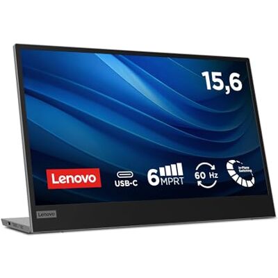 Lenovo L15 bärbar FullHD IPS-skärm, 1920 x 1080, 60 Hz, 6 Ms, USB-C, lutningsjusterbar, grå Lenovo L15 bärbar FullHD IPS-skärm, 1920 x 1080, 60 Hz, 6 Ms, USB-C, lutningsjusterbar, grå