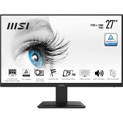 MSI Pro MP273 écran plat de PC 68,6 cm (27") 1920 x 1080 pixels Full HD LED Noir MSI Pro MP273 écran plat de PC 68,6 cm (27") 1920 x 1080 pixels Full HD LED Noir