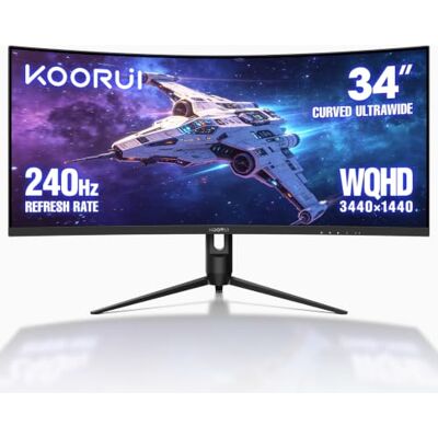 KOORUI Ultrawide böjd spelskärm, 34 tum, 1500R, 3 440 x 1 440, 240 Hz, 21:9 1 ms MPRT, VA 4000:1, 2×HDMI2.1, DP1.4, PIP/PBP, Adaptive-Sync, 110 mm höjdjustering, VESA 75×75 KOORUI Ultrawide böjd spelskärm, 34 tum, 1500R, 3 440 x 1 440, 240 Hz, 21:9 1 ms MPRT, VA 4000:1, 2×HDMI2.1, DP1.4, PIP/PBP, Adaptive-Sync, 110 mm höjdjustering, VESA 75×75