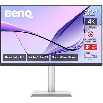 BenQ MA320UG 32 tum 4K 120Hz nano glansig skärm för Mac-skapare, dubbel Thunderbolt 4 96W/15 W, Mac Colour, Daisy Chain, KVM, ljusstyrka och volymkontroll på Mac, höjdjusterbar, P3-färgomfång BenQ MA320UG 32 tum 4K 120Hz nano glansig skärm för Mac-skapare, dubbel Thunderbolt 4 96W/15 W, Mac Colour, Daisy Chain, KVM, ljusstyrka och volymkontroll på Mac, höjdjusterbar, P3-färgomfång