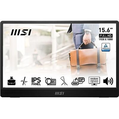 MSI PRO MP161 15,6 tum full HD bärbar skärm IPS-panel, 1 920 x 1 080, 60Hz, praktisk (kompatibel med smartphone, PC, bärbar dator), inbyggda högtalare, Ergo-stativ Mini-HDMI 2.0b, USB typ-C MSI PRO MP161 15,6 tum full HD bärbar skärm IPS-panel, 1 920 x 1 080, 60Hz, praktisk (kompatibel med smartphone, PC, bärbar dator), inbyggda högtalare, Ergo-stativ Mini-HDMI 2.0b, USB typ-C