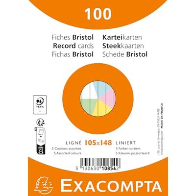 Exacompta Ref. 10854E Kartong med 20 förpackningar med 100 stycken linjerade bristolpluggar under film kompatibel med bläckstråleskrivare, laserskrivare och kopiator format 105 x 148 mm Exacompta Ref. 10854E Kartong med 20 förpackningar med 100 stycken linjerade bristolpluggar under film kompatibel med bläckstråleskrivare, laserskrivare och kopiator format 105 x 148 mm
