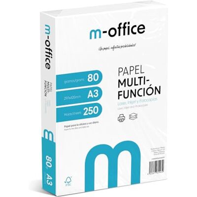 OFITURIA A3-Arkpaket, 80 g, 250 Ark Multifunktionspapper för Bläckstråleskrivare, Laserskrivare, A4 297 x 420 mm OFITURIA A3-Arkpaket, 80 g, 250 Ark Multifunktionspapper för Bläckstråleskrivare, Laserskrivare, A4 297 x 420 mm