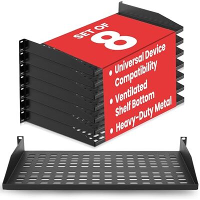 Pyle 19-tums 1U Server Rack Hylla 8 Stycken Ventilerade Metallhyllor för Optimal Luftflöde, Vägg- eller Rackmonterbara, Stödjer upp till 110 lbs, 17 x 10’’ Hyllplan för Skåp, Datorer Pyle 19-tums 1U Server Rack Hylla 8 Stycken Ventilerade Metallhyllor för Optimal Luftflöde, Vägg- eller Rackmonterbara, Stödjer upp till 110 lbs, 17 x 10’’ Hyllplan för Skåp, Datorer