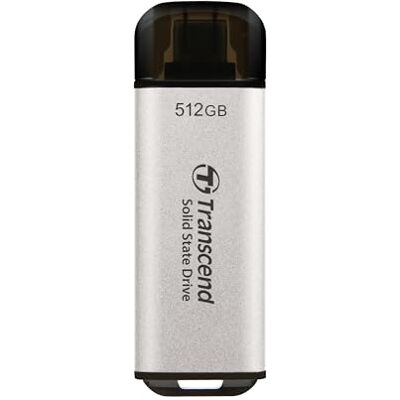 Transcend Portable SSD ESD300S 512 GB USB Type-C 10 Gbit/s PS4/PS5-kompatibel, silver – TS512GESD300S Transcend Portable SSD ESD300S 512 GB USB Type-C 10 Gbit/s PS4/PS5-kompatibel, silver – TS512GESD300S