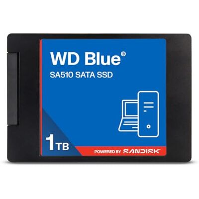 SanDisk WD Blue SA510 2,5-tums/7 mm SATA SSD internt lagringsutrymme 1 TB (upp till 560 MB/s, 3D NAND, Acronis True Image, Dashboard) SanDisk WD Blue SA510 2,5-tums/7 mm SATA SSD internt lagringsutrymme 1 TB (upp till 560 MB/s, 3D NAND, Acronis True Image, Dashboard)
