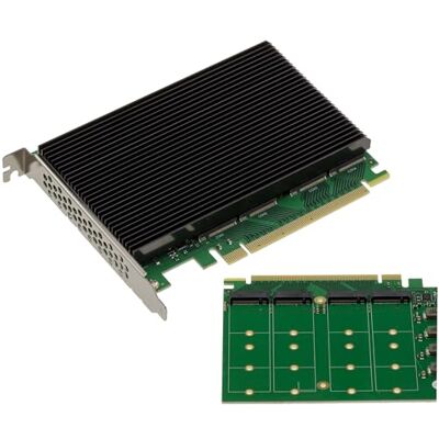 KALEA-INFORMATIQUE PCIe Gen 5.0 x16 kontrollkort för 4 M.2 NVMe M Key SSD med PI6CB33402 PCIe5 64GB/s chipset KALEA-INFORMATIQUE PCIe Gen 5.0 x16 kontrollkort för 4 M.2 NVMe M Key SSD med PI6CB33402 PCIe5 64GB/s chipset
