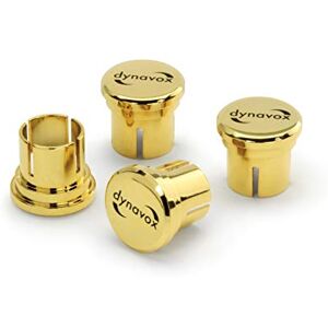 Dynavox Cinch-skyddskåpor, höjdend avslutningslock för RCA-anslutningar, 24k guldpläterade, set om 4 Dynavox Cinch-skyddskåpor, höjdend avslutningslock för RCA-anslutningar, 24k guldpläterade, set om 4