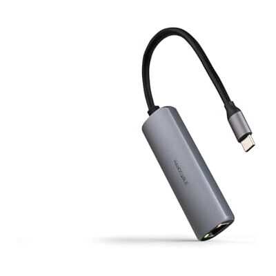 Nano Cable NANOCABLE 10.16.4603 USB-C 3.1 till RJ45-adapter, med PD 100W, USB-C/M, aluminium, grå färg, 18 cm Nano Cable NANOCABLE 10.16.4603 USB-C 3.1 till RJ45-adapter, med PD 100W, USB-C/M, aluminium, grå färg, 18 cm