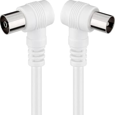 Zarivy Vit 10 m TV-kabel med rätvinklig kontakt, perfekt för anslutningar i trånga utrymmen och hålla dina kablar prydliga. Zarivy Vit 10 m TV-kabel med rätvinklig kontakt, perfekt för anslutningar i trånga utrymmen och hålla dina kablar prydliga.