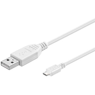 KRUP Premiumcord Micro USB-kabel - 5m, Vit, Dubbelskydd KRUP Premiumcord Micro USB-kabel - 5m, Vit, Dubbelskydd