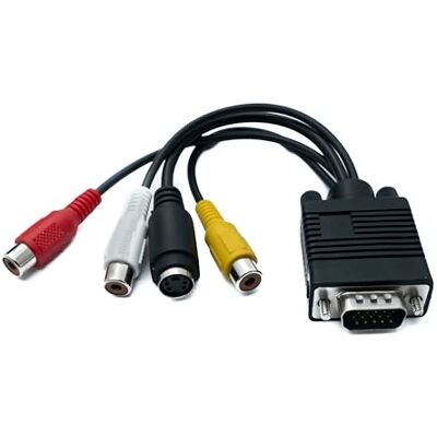 System-S 2 i 1 VGA-kabel 20 cm kontakt till S-videouttag & RCA-komposituttag System-S 2 i 1 VGA-kabel 20 cm kontakt till S-videouttag & RCA-komposituttag