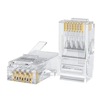 CableCreation Cat6 RJ45 ändar, 100-pack kontakt, Cat6/Cat5e RJ45 Ethernet-kabel krympanslutningar UTP-nätverkskontakt för solid kabel och standardkabel transparent CableCreation Cat6 RJ45 ändar, 100-pack kontakt, Cat6/Cat5e RJ45 Ethernet-kabel krympanslutningar UTP-nätverkskontakt för solid kabel och standardkabel transparent