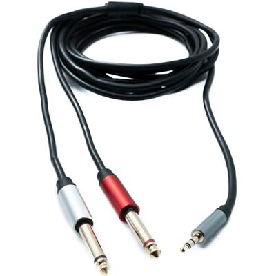System-S Y ljudkabel 3 m stereo TRS 3,5 mm kontakt till 2 x 6,35 mm uttag TS kontakt adapter System-S Y ljudkabel 3 m stereo TRS 3,5 mm kontakt till 2 x 6,35 mm uttag TS kontakt adapter