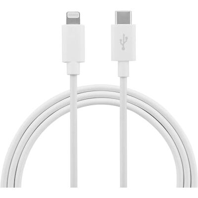Masterplug USBCL35G1-MP 1M Apple Lightning till USB C-laddning och SYNC-kabel 2A 18W 480MBPS (vit), vinyl Masterplug USBCL35G1-MP 1M Apple Lightning till USB C-laddning och SYNC-kabel 2A 18W 480MBPS (vit), vinyl