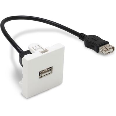 Waytex 37268 USB typ A 45 x 45 F/F hona kabel längd 20 cm vit för kabelkanal eller väggfäste Waytex 37268 USB typ A 45 x 45 F/F hona kabel längd 20 cm vit för kabelkanal eller väggfäste