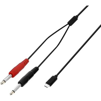Adam Hall kablar 3 STAR Y PP USB-C 0150 Y-kabel, 2 x 6,3 mm uttagskontakt TS hane till USB-C, svart, 1,5 m Adam Hall kablar 3 STAR Y PP USB-C 0150 Y-kabel, 2 x 6,3 mm uttagskontakt TS hane till USB-C, svart, 1,5 m