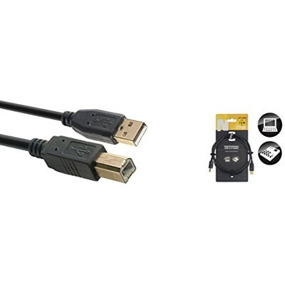 Stagg 21503 1,5 m "A-hane till B-Male" guldpläterad USB 2.0-kabel – svart Stagg 21503 1,5 m "A-hane till B-Male" guldpläterad USB 2.0-kabel – svart
