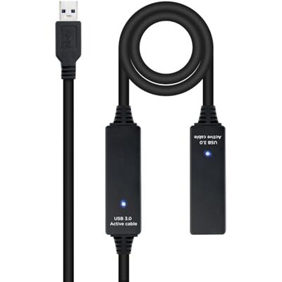PRENDELUZ 15 m USB 3.0-kabel med typ A/M-A/H-förstärkare, perfekt för anslutning av långdistansenheter med hög överföringshastighet. PRENDELUZ 15 m USB 3.0-kabel med typ A/M-A/H-förstärkare, perfekt för anslutning av långdistansenheter med hög överföringshastighet.