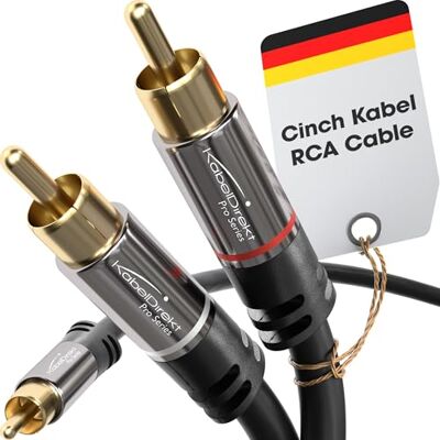 KabelDirekt – RCA ljud-videokabel/-sladd – 1×2 – 10m 1 till 2, subwoofer, AV-mottagare, HiFi, digital och analog, dubbel skärmning KabelDirekt – RCA ljud-videokabel/-sladd – 1×2 – 10m 1 till 2, subwoofer, AV-mottagare, HiFi, digital och analog, dubbel skärmning