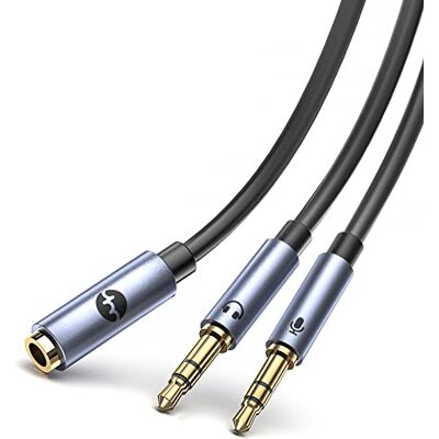 YHEMI Ljudsplitter, headset splitter 0,3 m (dubbel 3,5 mm till 3,5 mm hona) headset, adapter 1 till 2 uttag för hörlurar, headset, bärbar dator, PC etc. YHEMI Ljudsplitter, headset splitter 0,3 m (dubbel 3,5 mm till 3,5 mm hona) headset, adapter 1 till 2 uttag för hörlurar, headset, bärbar dator, PC etc.