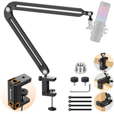 CAHAYA Mikrofonarm Boom Arm Professionell – helt justerbart mikrofonstativ med bred bas, 3/8 tum till 5/8 tum adapter Mic – Kompatibel med Blue Yeti, QuadCast – CY00380-1 CAHAYA Mikrofonarm Boom Arm Professionell – helt justerbart mikrofonstativ med bred bas, 3/8 tum till 5/8 tum adapter Mic – Kompatibel med Blue Yeti, QuadCast – CY00380-1