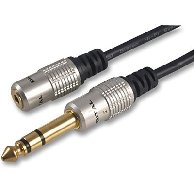 PROSIGNAL 3,5 mm till 6,35 mm (1/4 tum) stereouttag till pluggkabel, 300 mm svart PROSIGNAL 3,5 mm till 6,35 mm (1/4 tum) stereouttag till pluggkabel, 300 mm svart