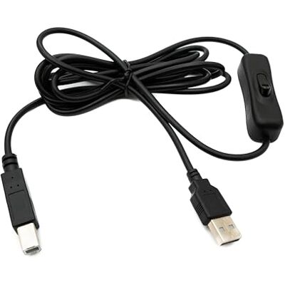 System-S USB 2.0 kabel 2 m typ B kontakt till A kontakt strömbrytare adapter i svart System-S USB 2.0 kabel 2 m typ B kontakt till A kontakt strömbrytare adapter i svart
