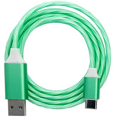 System-S USB 3.1 lysande kabel 1 m typ C-kontakt till 2.0 A kontaktadapter i grön System-S USB 3.1 lysande kabel 1 m typ C-kontakt till 2.0 A kontaktadapter i grön