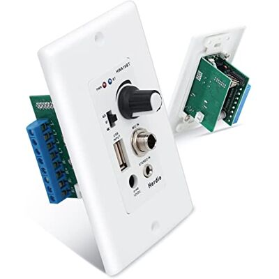 Herdio Bluetooth väggförstärkare 4 kanaler volymkontroll väggplatta USB/MIC/AUX (3,5 mm) ingångar anslut 4 högtalare Herdio Bluetooth väggförstärkare 4 kanaler volymkontroll väggplatta USB/MIC/AUX (3,5 mm) ingångar anslut 4 högtalare
