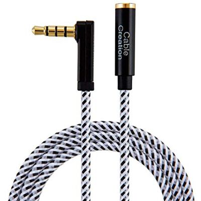 CableCreation Headset förlängning kabel 3 m, 4-polig TRRS 3,5 mm ljudförlängningskabel plugg till uttag, 90 graders högervinkel Auxiliary förlängningskabel, mikrofon kompatibel, 10 FT/svart och vit CableCreation Headset förlängning kabel 3 m, 4-polig TRRS 3,5 mm ljudförlängningskabel plugg till uttag, 90 graders högervinkel Auxiliary förlängningskabel, mikrofon kompatibel, 10 FT/svart och vit