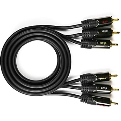 ekon RCA-kabel, 3 meter, 3 RCA, hane, guldkontakter, för DVD, Blue-Ray, projektorer, TV ekon RCA-kabel, 3 meter, 3 RCA, hane, guldkontakter, för DVD, Blue-Ray, projektorer, TV