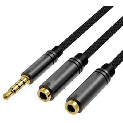 Watio Wave Ljudkabel 3,5 mm stereojack-kabel hane till två uttag 3,5 mm hona, längd 0,3 m, svart, perfekt för ljudanslutningar* Watio Wave Ljudkabel 3,5 mm stereojack-kabel hane till två uttag 3,5 mm hona, längd 0,3 m, svart, perfekt för ljudanslutningar*