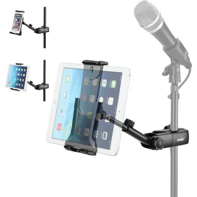 Moukey Surfplattehållare för mikrofonstativ, justerbar, musikstativ, telefonhållare, fäste, kompatibel med iPad, iPhone, Android, alla 4,7 till 12,9 tum surfplattor och smartphones Moukey Surfplattehållare för mikrofonstativ, justerbar, musikstativ, telefonhållare, fäste, kompatibel med iPad, iPhone, Android, alla 4,7 till 12,9 tum surfplattor och smartphones