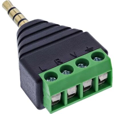 InLine 3,5 mm jack 4-polig till terminalblock adapter för stereo och mikrofon, ljudskruvklämma DIY AV reparation prototyping, 92504J InLine 3,5 mm jack 4-polig till terminalblock adapter för stereo och mikrofon, ljudskruvklämma DIY AV reparation prototyping, 92504J