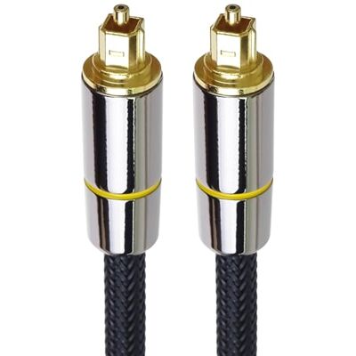 PremiumCord Optisk ljudkabel Toslink 3 m, ytterdiameter: 7 mm, Toslink-plug-on-kontakt, digital kabel för Hi-Fi-stereosystem Soundable TV, HQ Audio, metalldesign + nylon, färg: svart, guld PremiumCord Optisk ljudkabel Toslink 3 m, ytterdiameter: 7 mm, Toslink-plug-on-kontakt, digital kabel för Hi-Fi-stereosystem Soundable TV, HQ Audio, metalldesign + nylon, färg: svart, guld