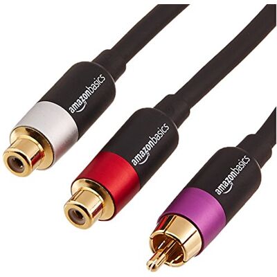 Amazon Basics RCA cinch-Y-splitteradapter med 2 uttag i ena änden och 1 cinch-kabel, 30,5 cm, guldpläterad, svart Amazon Basics RCA cinch-Y-splitteradapter med 2 uttag i ena änden och 1 cinch-kabel, 30,5 cm, guldpläterad, svart