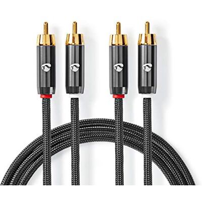 NEDIS Premium Tulpan stereo ljudkabel/svart – 1 meter NEDIS Premium Tulpan stereo ljudkabel/svart – 1 meter