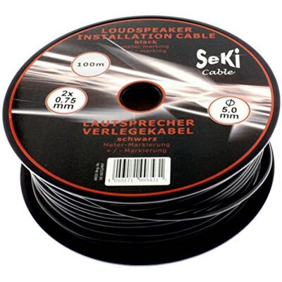 SeKi Högtalarkabel rund 2 x 0,75 mm² – svart – 100 m spole – CCA – PA installationskabel – ljudkabel – boxkabel SeKi Högtalarkabel rund 2 x 0,75 mm² – svart – 100 m spole – CCA – PA installationskabel – ljudkabel – boxkabel