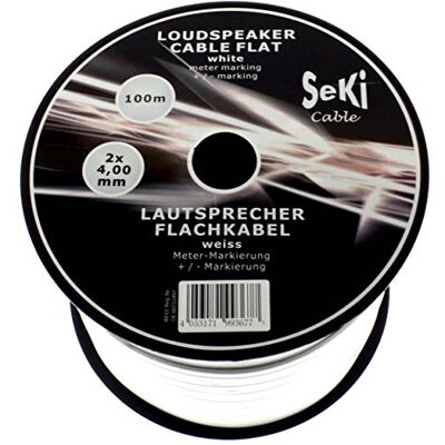 SeKi Högtalarkabel FLACH 100 m – 2 x 4 mm² CCA – platt kabel ljud 3 mm SeKi Högtalarkabel FLACH 100 m – 2 x 4 mm² CCA – platt kabel ljud 3 mm