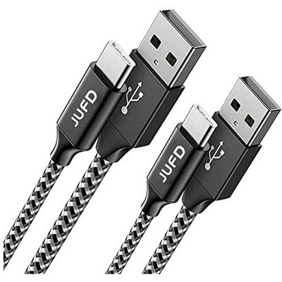 JUFD 4/12/18- USB typ C-kabel, Svart/Vit, 0.5 m, Paket med 2 JUFD 4/12/18- USB typ C-kabel, Svart/Vit, 0.5 m, Paket med 2