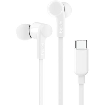 Belkin SoundForm kabelanslutna In-Ear-hörlurar med USB-C anslutning In-Ear-hörlurar med mikrofon för iPhone, iPad, Samsung Galaxy, Pixel, Android och fler Vit Belkin SoundForm kabelanslutna In-Ear-hörlurar med USB-C anslutning In-Ear-hörlurar med mikrofon för iPhone, iPad, Samsung Galaxy, Pixel, Android och fler Vit