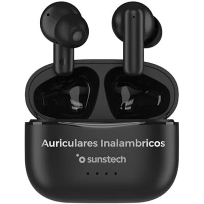 Sunstech Wavepods One – TWS trådlösa hörlurar med laddningsfodral, ergonomisk design och handsfree-mikrofon – svart Sunstech Wavepods One – TWS trådlösa hörlurar med laddningsfodral, ergonomisk design och handsfree-mikrofon – svart
