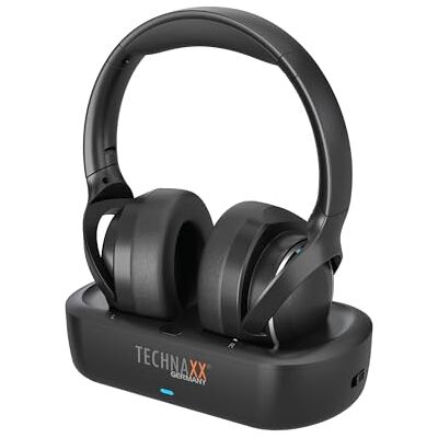 Technaxx trådlösa TV-hörlurar med laddstation – Bluetooth 5.4 over-ear-headset med mikrofon, 30 timmars batteritid, USB-C, optisk & AUX-ingång – Perfekt för seniorer, TV & musik – TX-350 Technaxx trådlösa TV-hörlurar med laddstation – Bluetooth 5.4 over-ear-headset med mikrofon, 30 timmars batteritid, USB-C, optisk & AUX-ingång – Perfekt för seniorer, TV & musik – TX-350