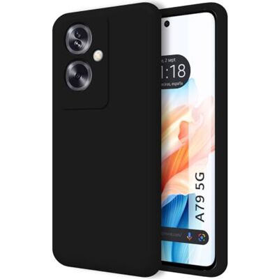 Tumundosmartphone Ultramjukt flytande silikonfodral för OPPO A79 5G svart färg Tumundosmartphone Ultramjukt flytande silikonfodral för OPPO A79 5G svart färg