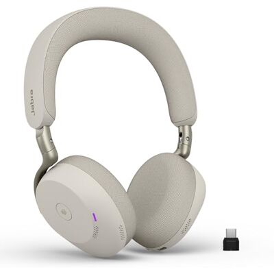 Jabra Evolve3 75 On-Ear Trådlöst Bluetooth Headset med Mikrofon för Arbete, USB-C, AI Röstsamtal, Avancerad Aktiv Brusreducering, 22h Batteri, MS Teams-certifierat, Varmgrå Jabra Evolve3 75 On-Ear Trådlöst Bluetooth Headset med Mikrofon för Arbete, USB-C, AI Röstsamtal, Avancerad Aktiv Brusreducering, 22h Batteri, MS Teams-certifierat, Varmgrå
