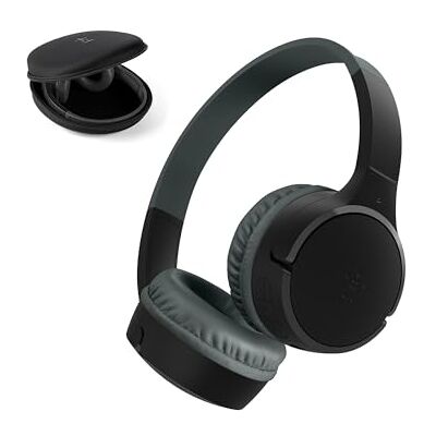 Belkin SoundForm Mini trådlösa hörlurar för barn med inbyggd mikrofon, 30 tim. uppspelningstid och kul etiketter utanpåliggande hörlurar för utbildning, skola, iPhone, iPad, Galaxy Svarta Belkin SoundForm Mini trådlösa hörlurar för barn med inbyggd mikrofon, 30 tim. uppspelningstid och kul etiketter utanpåliggande hörlurar för utbildning, skola, iPhone, iPad, Galaxy Svarta