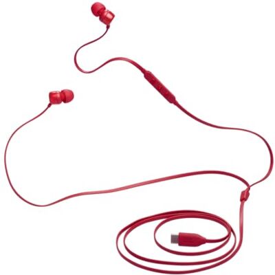 JBL Tune 310 C Trådanslutna In-ear-hörlurar med Hi-Res-certifierad ljud, fjärrkontroll med 3 knappar och mikrofon, platt trasselfri kabel, röd JBL Tune 310 C Trådanslutna In-ear-hörlurar med Hi-Res-certifierad ljud, fjärrkontroll med 3 knappar och mikrofon, platt trasselfri kabel, röd