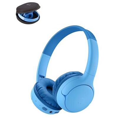 Belkin SoundForm Mini 2 Trådlösa Hörlurar för Barn, Utanpåliggande Bluetooth-hörlurar, 55 tim. Speltid, Säker Volymbegränsning på 85 dB, Inbyggd Mikrofon, Hörlurar för iPhone/iPad/Tablet Blå Belkin SoundForm Mini 2 Trådlösa Hörlurar för Barn, Utanpåliggande Bluetooth-hörlurar, 55 tim. Speltid, Säker Volymbegränsning på 85 dB, Inbyggd Mikrofon, Hörlurar för iPhone/iPad/Tablet Blå